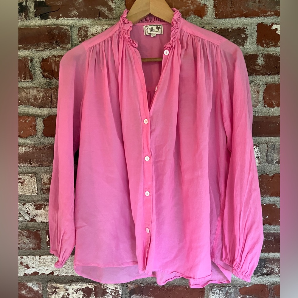 Mille Pink Ruffled Women's Top XS